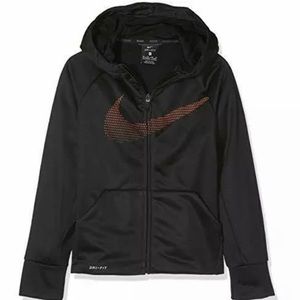 Nike Boys M Black Dri Fit Zipup Athletic Hoodie